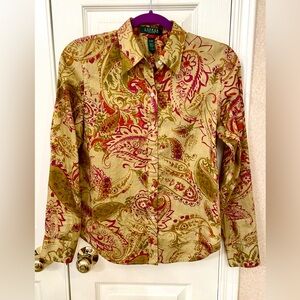 LAUREN RALPH LAUREN- PETITE 
Sz P/M Paisley Button Down Shirt